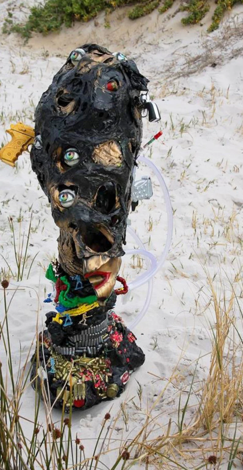 Mixed-media artwork exploring themes of displacement and memory