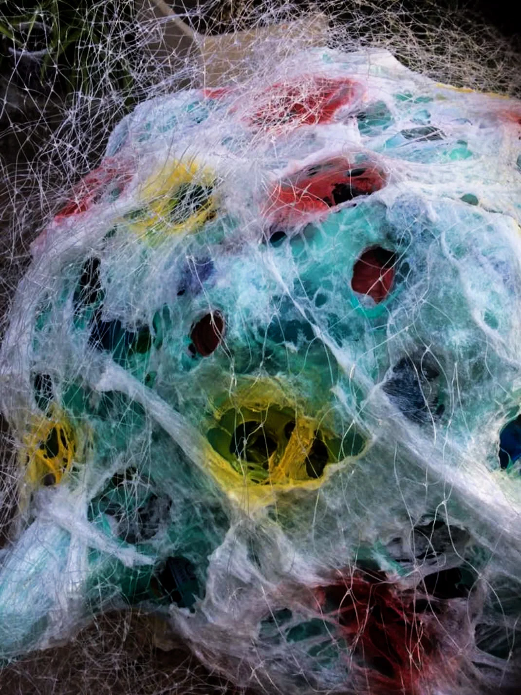Close-up detail of textured mixed-media surface